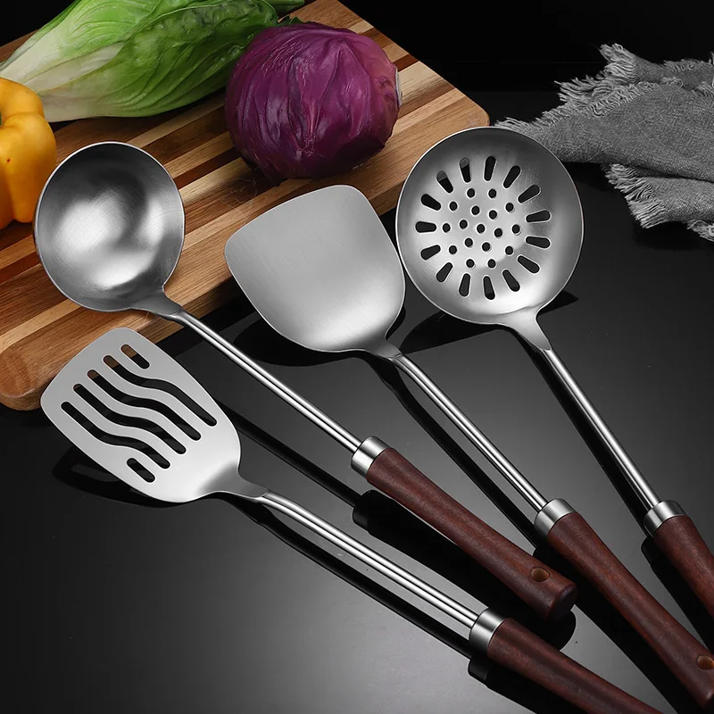 1pcs Kitchen Stainless Steel Spatula Set Non-Stick Soup Spoon Cooking Scraper Pan Spoon Wooden Handle Spatula Leakage
1pcs Kitchen Stainless Steel Spatula Set Non-Stick Soup Spoon Cooking Scraper Pan Spoon Wooden Handle Spatula Leakage