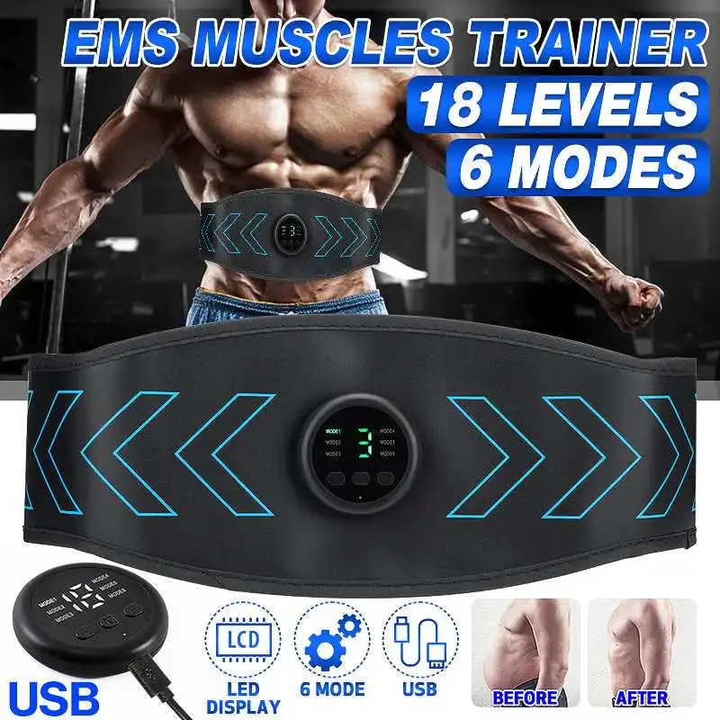 Intelligent EMS Fitness Waist Belt 6 Modes 18 Intensity Gear Fitness Trainer USB Charging Elektro Massager for Body Shaper
Intelligent EMS Fitness Waist Belt 6 Modes 18 Intensity Gear Fitness Trainer USB Charging Elektro Massager for Body Shaper