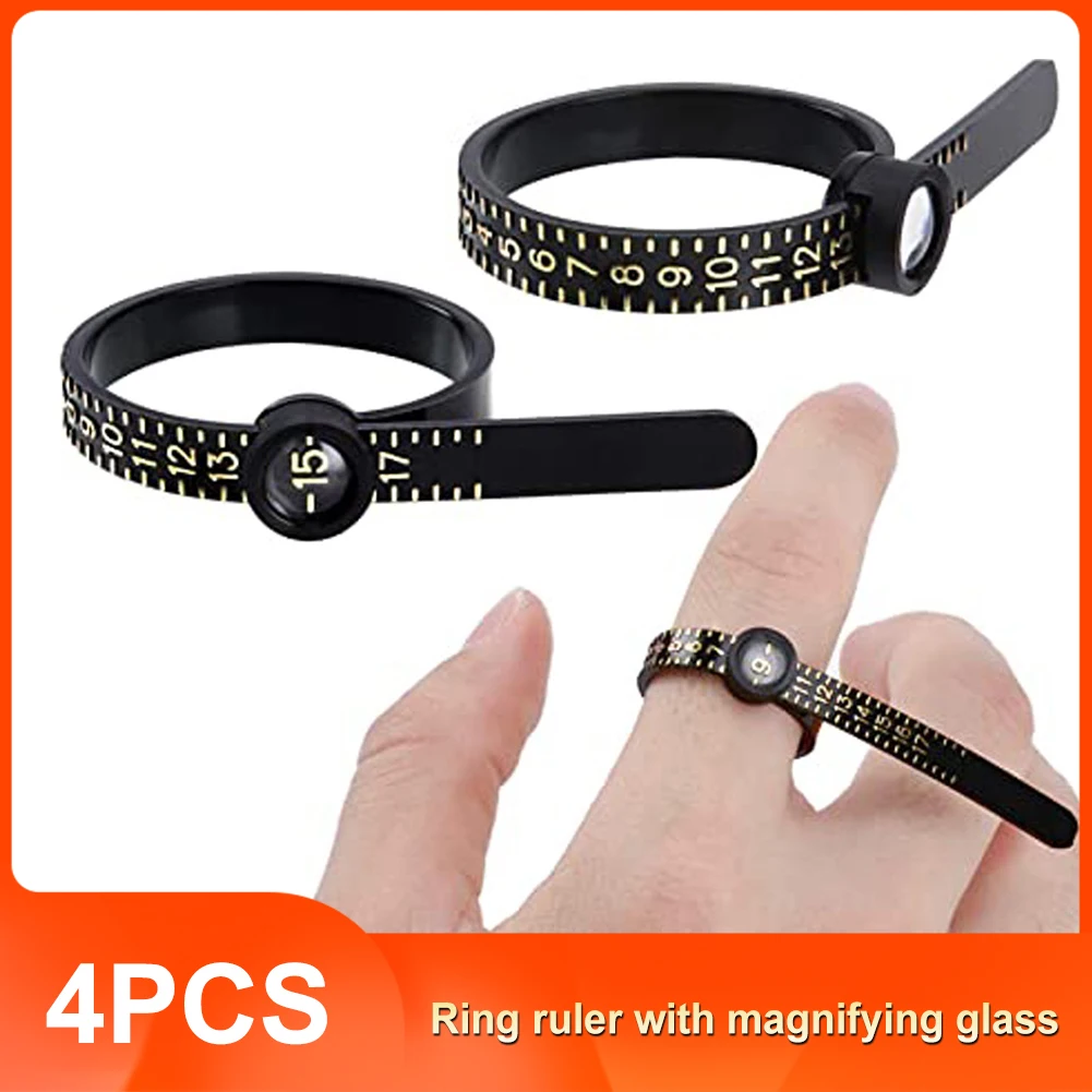 4Pcs Ring Sizer Measuring Tool with Magnifier Finger Size 1-17 USA Ring Size Gauge Jewelry Sizing Tool Ring Measurement Tool
4Pcs Ring Sizer Measuring Tool with Magnifier Finger Size 1-17 USA Ring Size Gauge Jewelry Sizing Tool Ring Measurement Tool