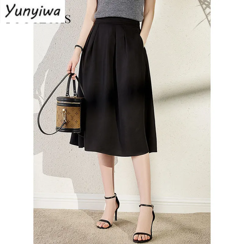 Retro Women's Midi Skirt Summer Solid Color Woman High-wairt Vintage Knee-Length A-line Office Ladies Long Skirts Faldas
Retro Women's Midi Skirt Summer Solid Color Woman High-wairt Vintage Knee-Length A-line Office Ladies Long Skirts Faldas