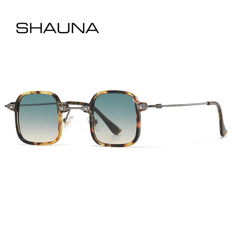 

Женские и мужские небольшие квадратные очки SHAUNA, трендовые солнцезащитные очки в стиле панк с прозрачными градиентными линзами и заклепками UV400
