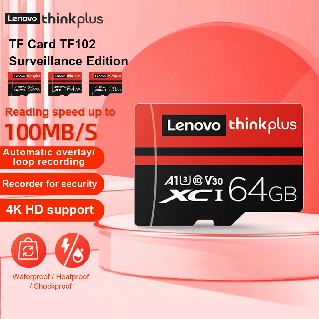Lenovo TF Cards Waterproof Practical Storage Card Large Capacity U1/U3 1080p 4K 90MB/s Storage Adapters Temperature Resistance
Lenovo TF Cards Waterproof Practical Storage Card Large Capacity U1/U3 1080p 4K 90MB/s Storage Adapters Temperature Resistance