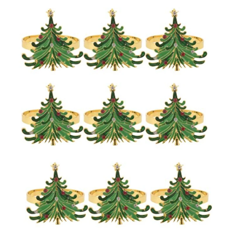 Napkin Rings Green Chirstmas Tree Golden Rings Designed With Red And White Diamond For Christmas Dinning Table
Napkin Rings Green Chirstmas Tree Golden Rings Designed With Red And White Diamond For Christmas Dinning Table