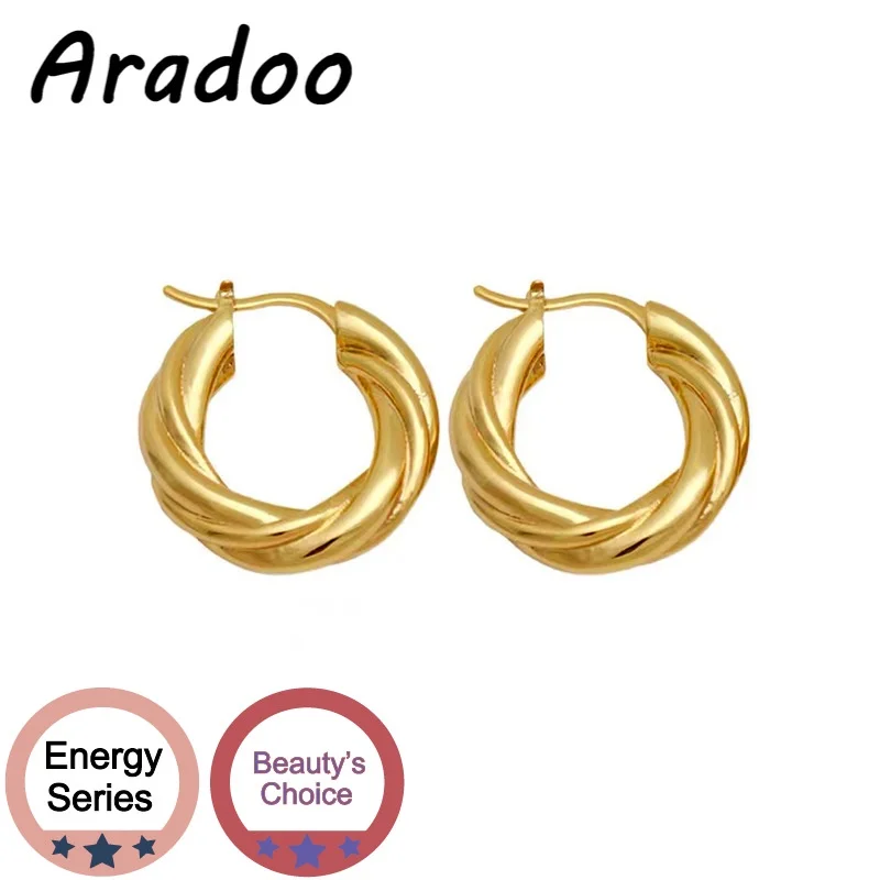 ARADOO 18K Gold-plated Artistic Curve Round Earrings S925 Silver Needle Twist Circle Earrings
ARADOO 18K Gold-plated Artistic Curve Round Earrings S925 Silver Needle Twist Circle Earrings