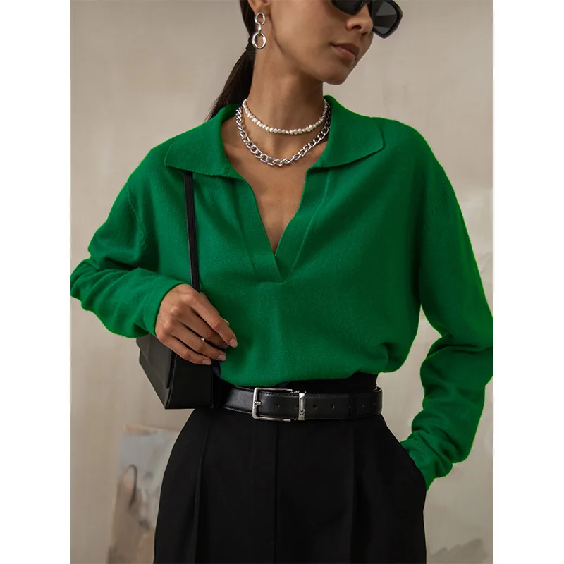 Women Sweater V-Neck Turn-down Collar Full Lantern Sleeve Top Knitted High Street Fashion Pullover Knitwear 2022
Women Sweater V-Neck Turn-down Collar Full Lantern Sleeve Top Knitted High Street Fashion Pullover Knitwear 2022