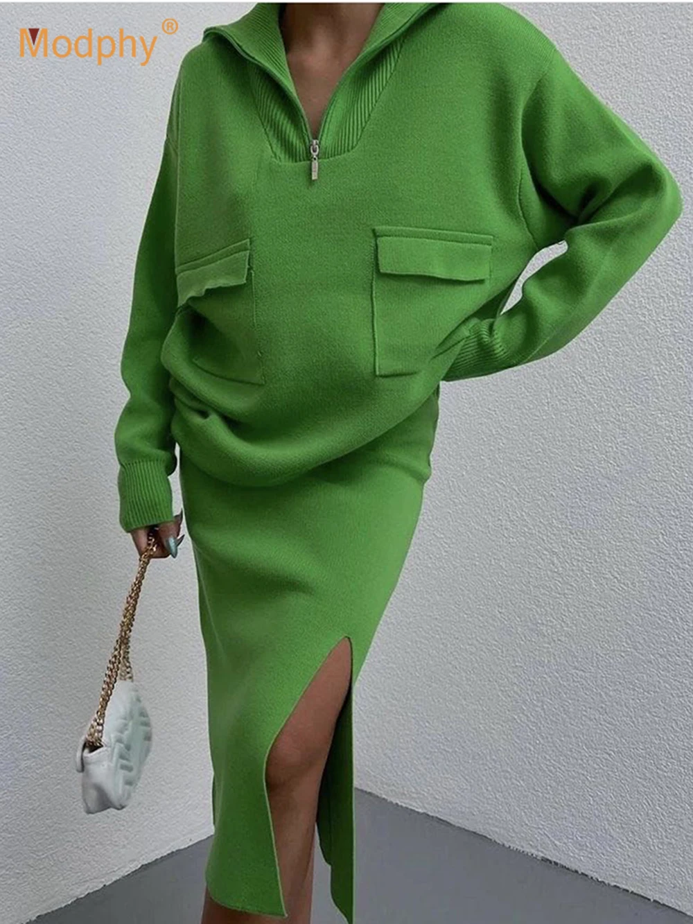 Modphy Casual Solid Knit Loose Sweater Set Women Fashion Pocket Long Sleeve Oversized Pullover Sweater & Skirt Two Piece Set
Modphy Casual Solid Knit Loose Sweater Set Women Fashion Pocket Long Sleeve Oversized Pullover Sweater & Skirt Two Piece Set