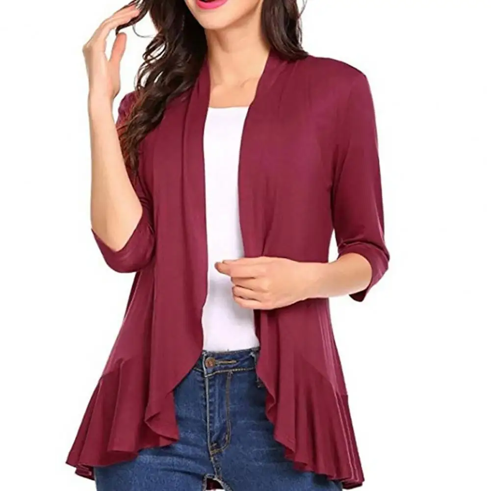 Anti-shrink Stylish Ruffle Lady Cardigan Elastic Women Cardigan Long Sleeves for Daily Wear
Anti-shrink Stylish Ruffle Lady Cardigan Elastic Women Cardigan Long Sleeves for Daily Wear
