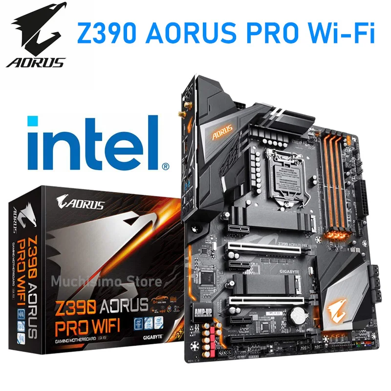 LGA 1151 Gigabyte Z390 AORUS PRO Материнская плата с WiFi Intel Core i9 i7 i5 i3 DDR4 64 Гб оверлочный