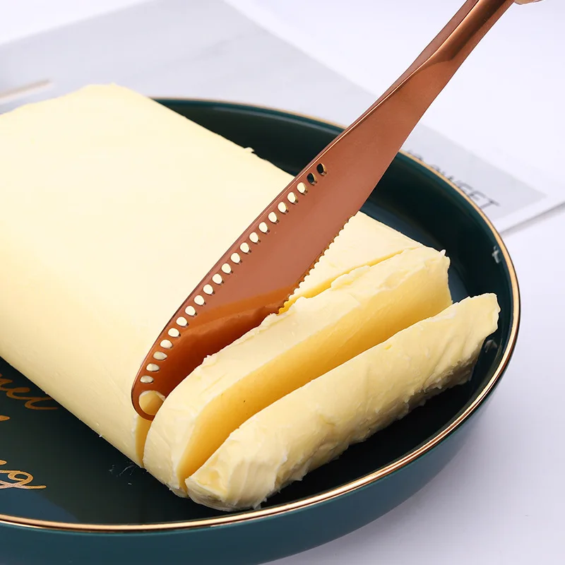 

Dessert Knife Stainless Steel Butter Knife Jam Spreader Cheese Cutlery Toast Wipe Cream Bread Cutter with Holes Kitchen Tools