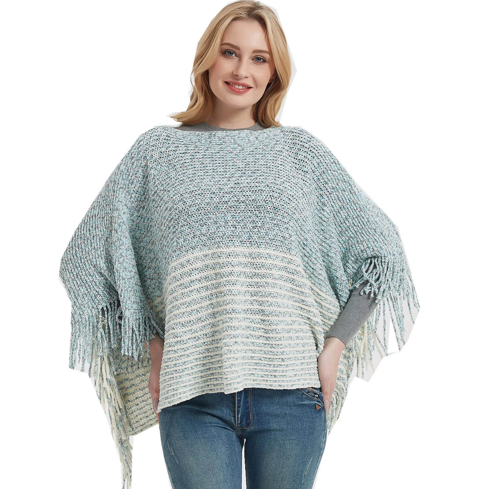 2022 New Designer Knitted Stripe Ponchos for Women Luxury Tassel Shawls Ladies Winter Warm Batwing Sleeve Sweater With Caps
2022 New Designer Knitted Stripe Ponchos for Women Luxury Tassel Shawls Ladies Winter Warm Batwing Sleeve Sweater With Caps