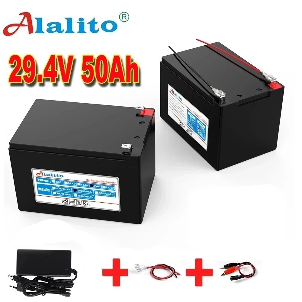 

24V 7S 4P 50000 MAH high power 50Ah 18650 lithium battery with BMS 29,4v electric bicycle battery for various tools+charger