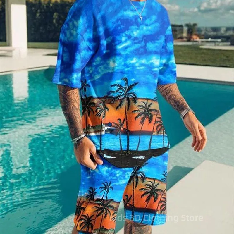 Summer Fashion Men's Set Casual Men's Tracksuits Sets Short Sleeve Holiday Style Printed T-shirt+Shorts Pants Suit Male Clothing
Summer Fashion Men's Set Casual Men's Tracksuits Sets Short Sleeve Holiday Style Printed T-shirt+Shorts Pants Suit Male Clothing