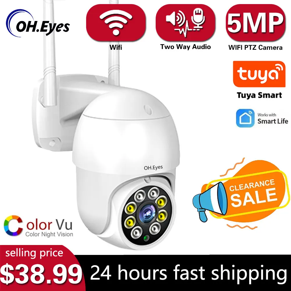 Tuya Smart House 5MP Digital Zoom IP Wifi Security Surveillance Camera CCTV 2-Way Audio Record Outdoor Street Night Vision IP66
Tuya Smart House 5MP Digital Zoom IP Wifi Security Surveillance Camera CCTV 2-Way Audio Record Outdoor Street Night Vision IP66