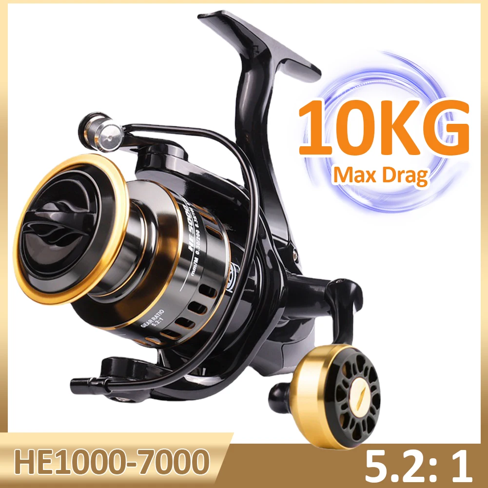 Fishing Reel HE1000-7000 10KG Max Drag Spinning Reel Metal Spool Ball Grip Reel For Carp Freshwater Saltwater Fishing Tackle
Fishing Reel HE1000-7000 10KG Max Drag Spinning Reel Metal Spool Ball Grip Reel For Carp Freshwater Saltwater Fishing Tackle