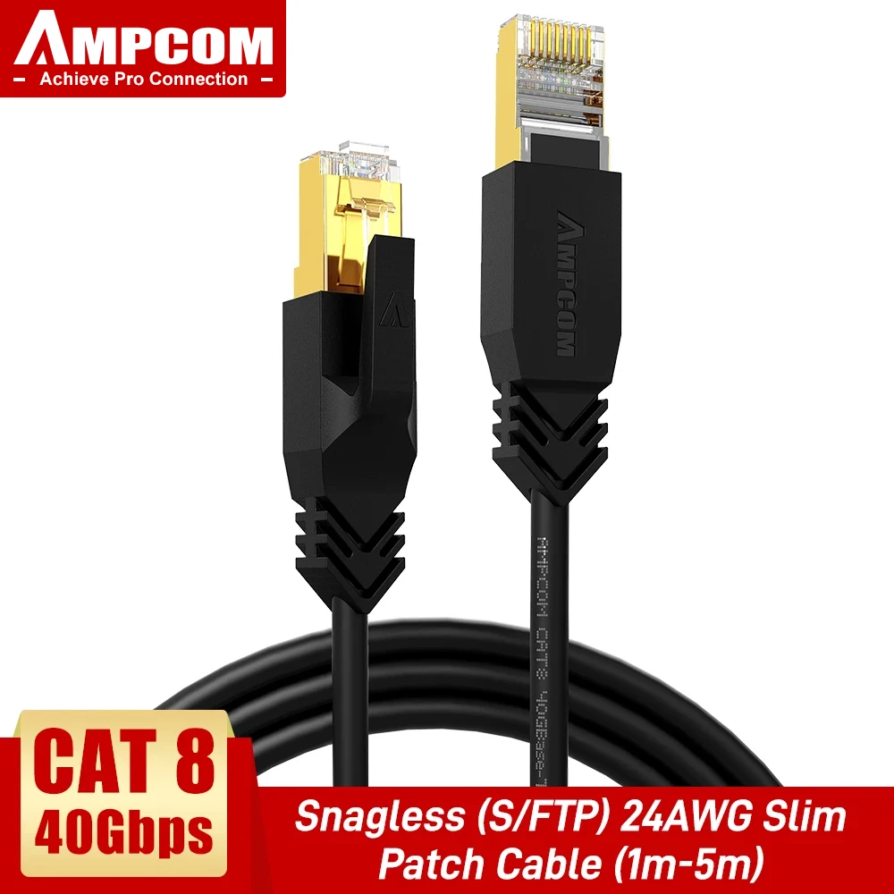 AMPCOM CAT 8 Superfine Ethernet Cable, CAT8 40Gbps 2000Mhz Shielded SFTP Patch Cord Lan Wire Cable Cord For Router, PC, Laptop
AMPCOM CAT 8 Superfine Ethernet Cable, CAT8 40Gbps 2000Mhz Shielded SFTP Patch Cord Lan Wire Cable Cord For Router, PC, Laptop