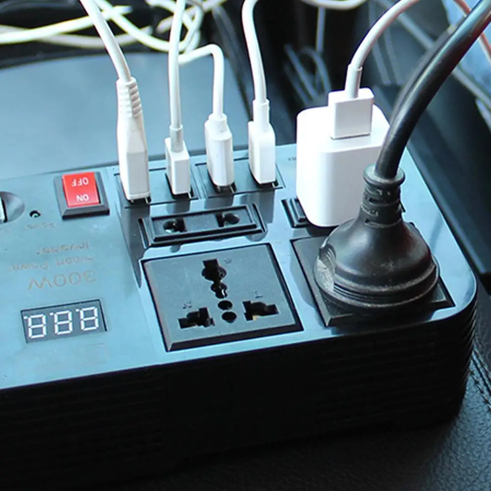 Универсальная автомобильная розетка для быстрой зарядки, 300 Вт, 4 USB-порта, инвертор, 12 В постоянного тока в 220 В переменного тока 
Универсальная автомобильная розетка для быстрой зарядки, 300 Вт, 4 USB-порта, инвертор, 12 В постоянного тока в 220 В переменного тока