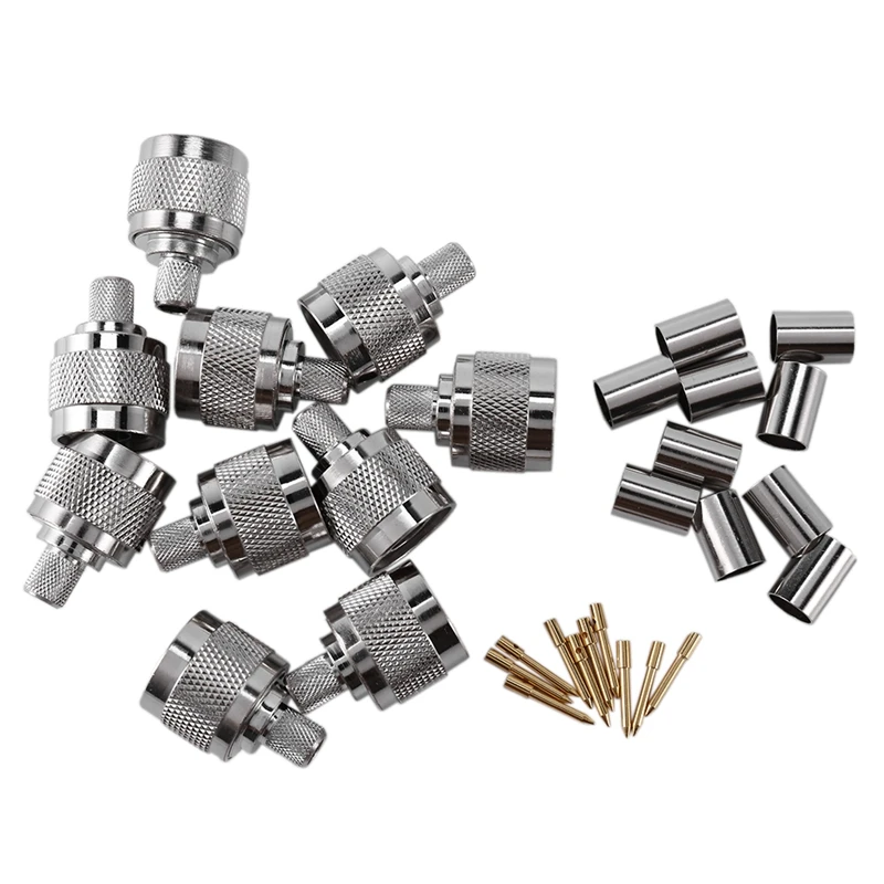 

10Pcs N-Type Male Connector 50-5 N Connector RF Coaxial Connector For LMR300 5D-FB Cable N-50J-5 RF Coaxial Connector