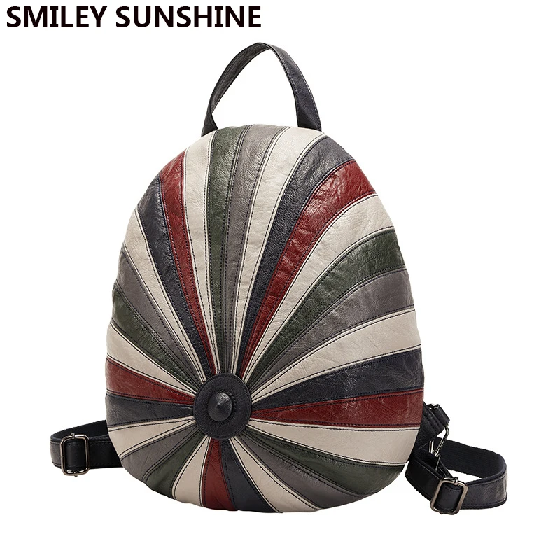 Fashion Women Hot Color Backpack Round Stripe Splicing Teenager School Bag New Color Contrat Backpacks Soft Leather Shoulder Bag
Fashion Women Hot Color Backpack Round Stripe Splicing Teenager School Bag New Color Contrat Backpacks Soft Leather Shoulder Bag