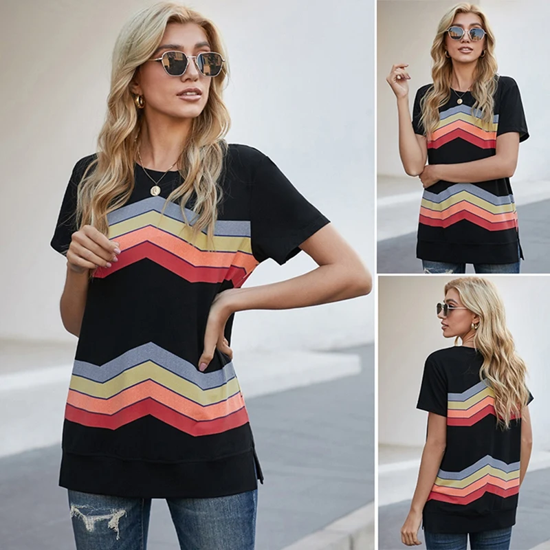 ASDS-Women's Wave Pattern Short Sleeve T-Shirt Female Shi Ying European And American Large Size Loose Pullover Black
ASDS-Women's Wave Pattern Short Sleeve T-Shirt Female Shi Ying European And American Large Size Loose Pullover Black