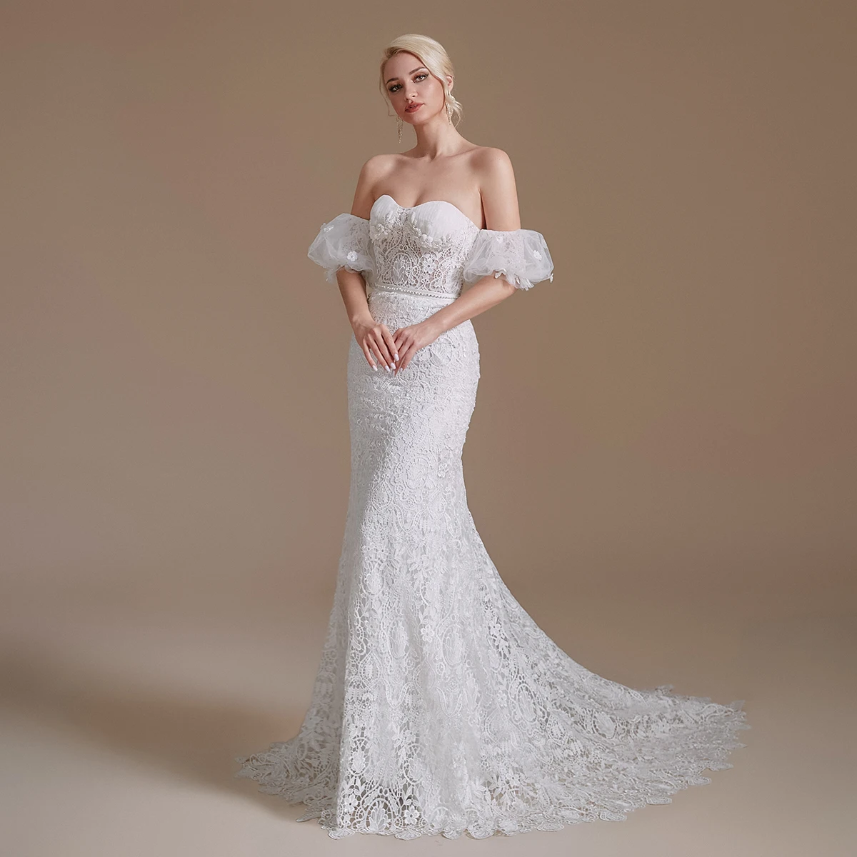 Vintage Lace Wedding Dress with Removable Sleeves Bride Strapless Elegant Bohemian Chic Mermaid Bridal Gowns For Women
Vintage Lace Wedding Dress with Removable Sleeves Bride Strapless Elegant Bohemian Chic Mermaid Bridal Gowns For Women