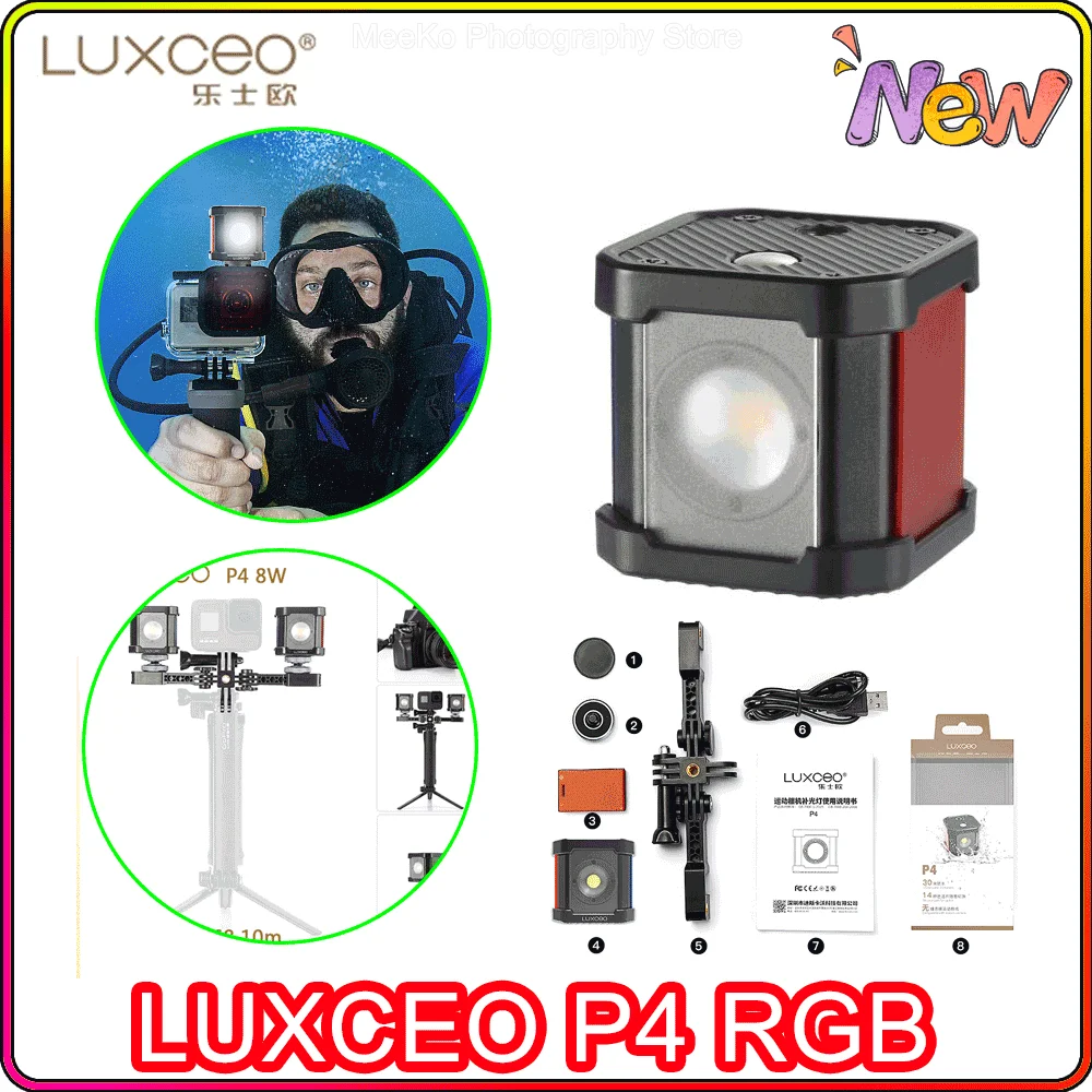 LUXCEO P4 RGB Photography COB Video Light IP68 Underwater 30M Fill Light for GoPro Canon,Nikon,Sony SLR Camera
LUXCEO P4 RGB Photography COB Video Light IP68 Underwater 30M Fill Light for GoPro Canon,Nikon,Sony SLR Camera