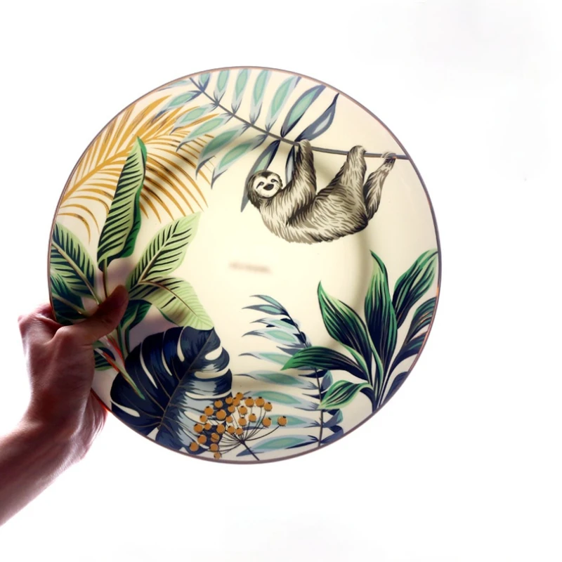 New Style Forest Animal Tiger Pattern Tableware Ceramics Dinner Plates Bone China Porcelain Plate with Golden Edge Western Dish
New Style Forest Animal Tiger Pattern Tableware Ceramics Dinner Plates Bone China Porcelain Plate with Golden Edge Western Dish
