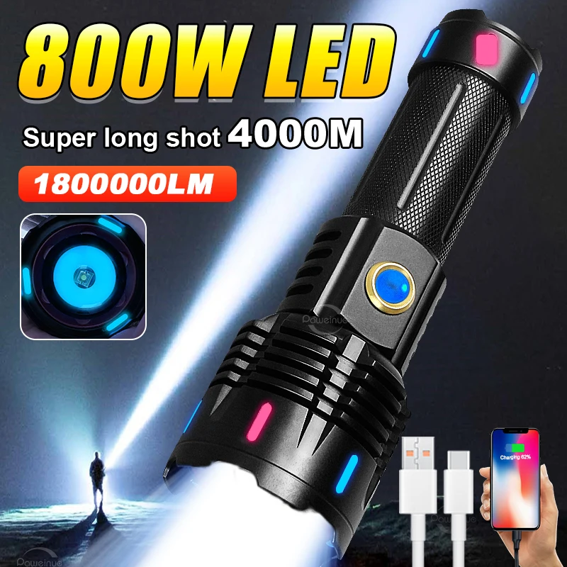 800W Led Torch Fluorescence World's More Powerful Flashlight 4000m Rechargeable XHP70 Tactical Lamps High Power Led Flashlights
800W Led Torch Fluorescence World's More Powerful Flashlight 4000m Rechargeable XHP70 Tactical Lamps High Power Led Flashlights