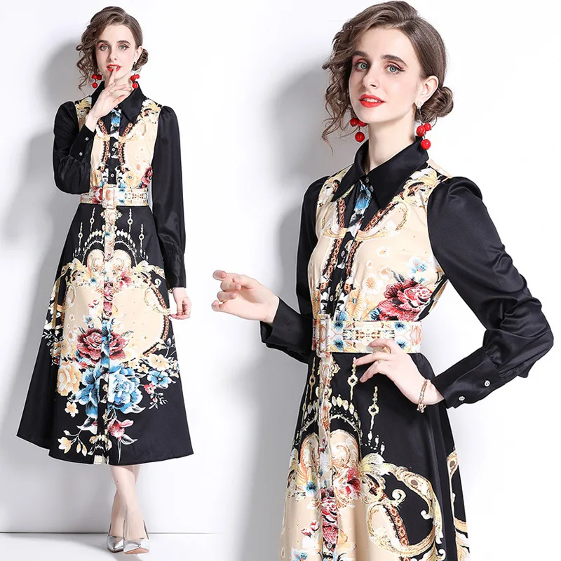 2022 Foreign Trade Women's Clothing European And American Style Temperament Lapel Long-Sleeved Fashion Printing Slim Mid-Length
2022 Foreign Trade Women's Clothing European And American Style Temperament Lapel Long-Sleeved Fashion Printing Slim Mid-Length