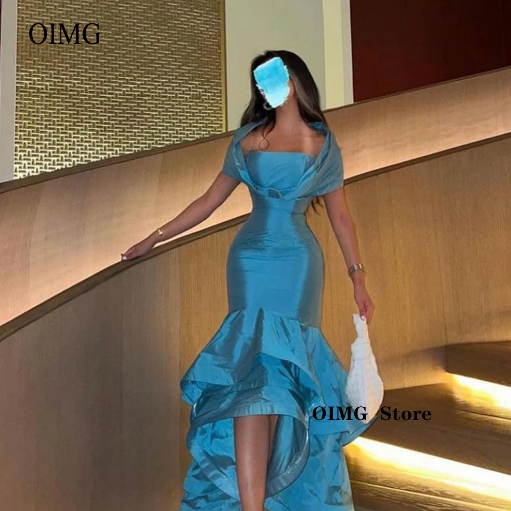 Blue Taffeta Short Front Long Back Evening Party Dresses With Jacket High Low Prom Gowns Saudi Arabic Women Formal Dress
Blue Taffeta Short Front Long Back Evening Party Dresses With Jacket High Low Prom Gowns Saudi Arabic Women Formal Dress