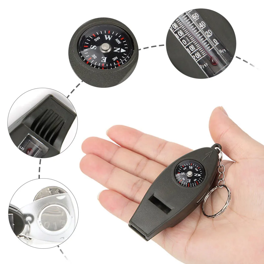 4 in 1 Multi-Functional Tool with Emergency Survival Whistle Magnifier Compass Thermometer for Hiking Camping Outdoor Activities
4 in 1 Multi-Functional Tool with Emergency Survival Whistle Magnifier Compass Thermometer for Hiking Camping Outdoor Activities