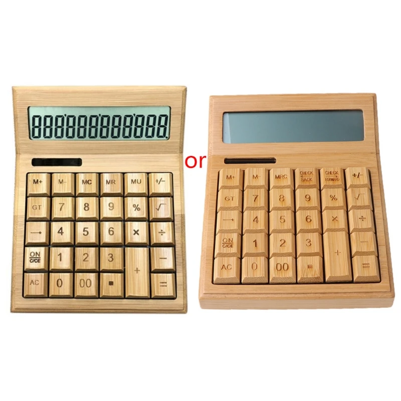 

Functional Desktop Calculator Solar Power Bamboo Calculators with 12-digit Large Display