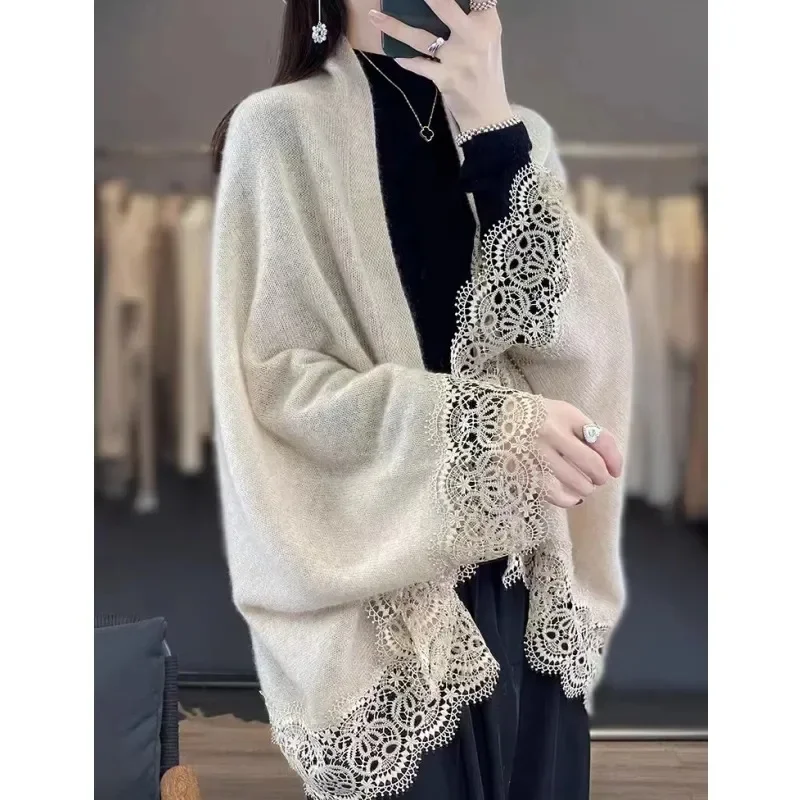 Temperament in Long Knitted Cashmere Cardigan Women's Coat Spring and Autumn Loose Cloak Sweater 100 Pure Wool Shawl
Temperament in Long Knitted Cashmere Cardigan Women's Coat Spring and Autumn Loose Cloak Sweater 100 Pure Wool Shawl
