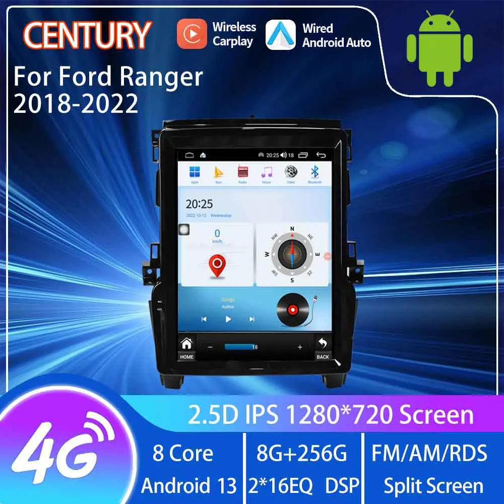 Century For Ford Ranger 2018-2022 Smart Multimedia Video Player GPS Radio 4G Navigation CarPlay 8+128G Android 12 Tesla Style
Century For Ford Ranger 2018-2022 Smart Multimedia Video Player GPS Radio 4G Navigation CarPlay 8+128G Android 12 Tesla Style