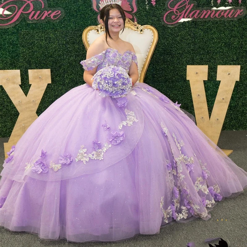 ANGELSBRIDEP, лавандовые платья Quinceanera, тюлевые блестящие платья с 3D цветочной аппликацией и бисером, праздничные пушистые милые бальные платья 15 дюймов
ANGELSBRIDEP, лавандовые платья Quinceanera, тюлевые блестящие платья с 3D цветочной аппликацией и бисером, праздничные пушистые милые бальные платья 15 дюймов