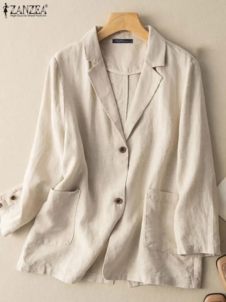 ZANZEA Women Long Sleeve Blazer Casual Solid Lapel Cotton Outwears Oversize Spring Summer Loose Tops Office Lady Daily Work Wear
ZANZEA Women Long Sleeve Blazer Casual Solid Lapel Cotton Outwears Oversize Spring Summer Loose Tops Office Lady Daily Work Wear