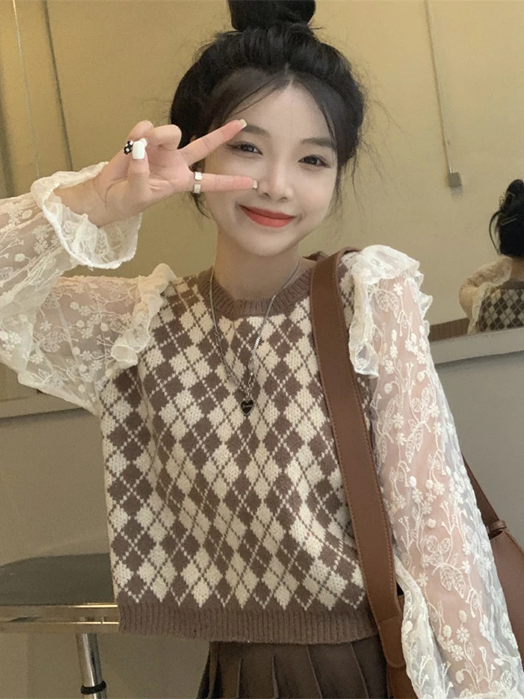 Двойные поддельные свитера Korejepo, женские весенне-осенние новые винтажные дизайнерские кружевные трикотажные топы, милый элегантный пулове...
Двойные поддельные свитера Korejepo, женские весенне-осенние новые винтажные дизайнерские кружевные трикотажные топы, милый элегантный пулове...