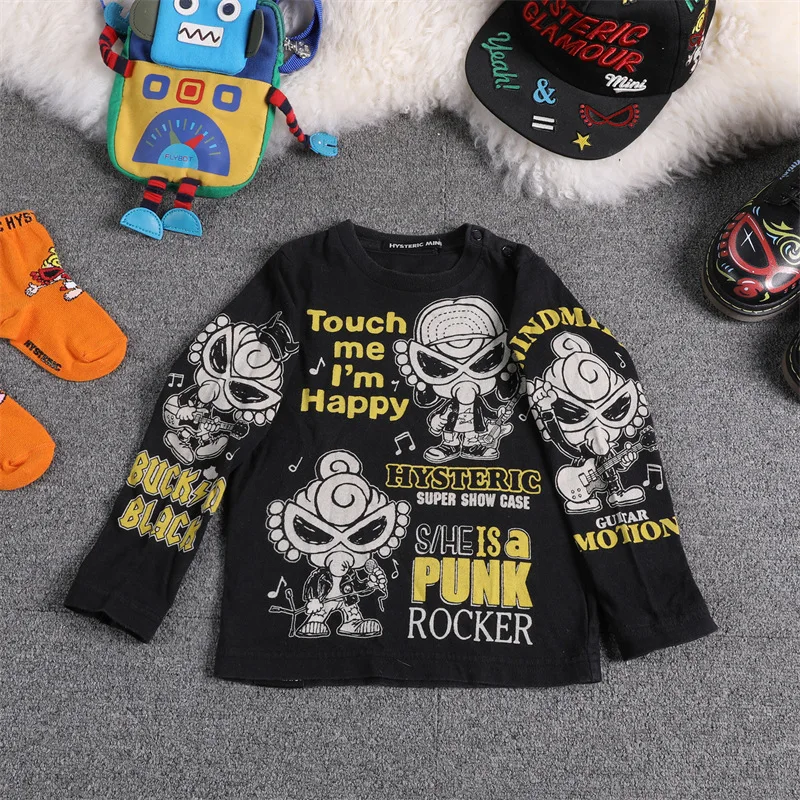 

2023 Fall/Winter Fashion Brand Children's Black Super Play Guitar Pattern Cotton Children's Undershirt