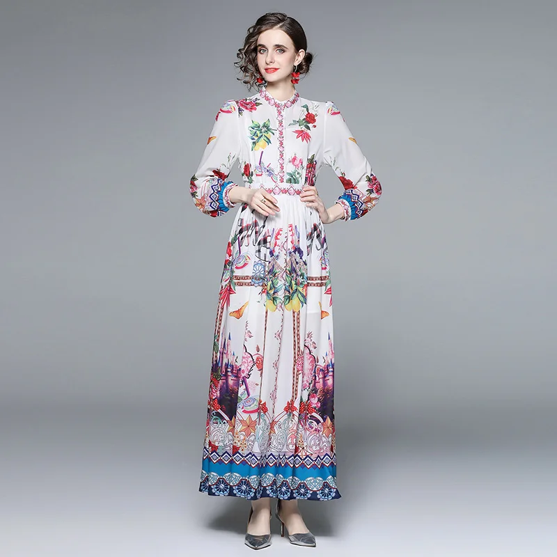Woman Floral Boho Dresses Spring Summer Chiffon Print Stand Collar Long Sleeve Dress Ankle-Length Puff Sleeve Pleated Dresses
Woman Floral Boho Dresses Spring Summer Chiffon Print Stand Collar Long Sleeve Dress Ankle-Length Puff Sleeve Pleated Dresses