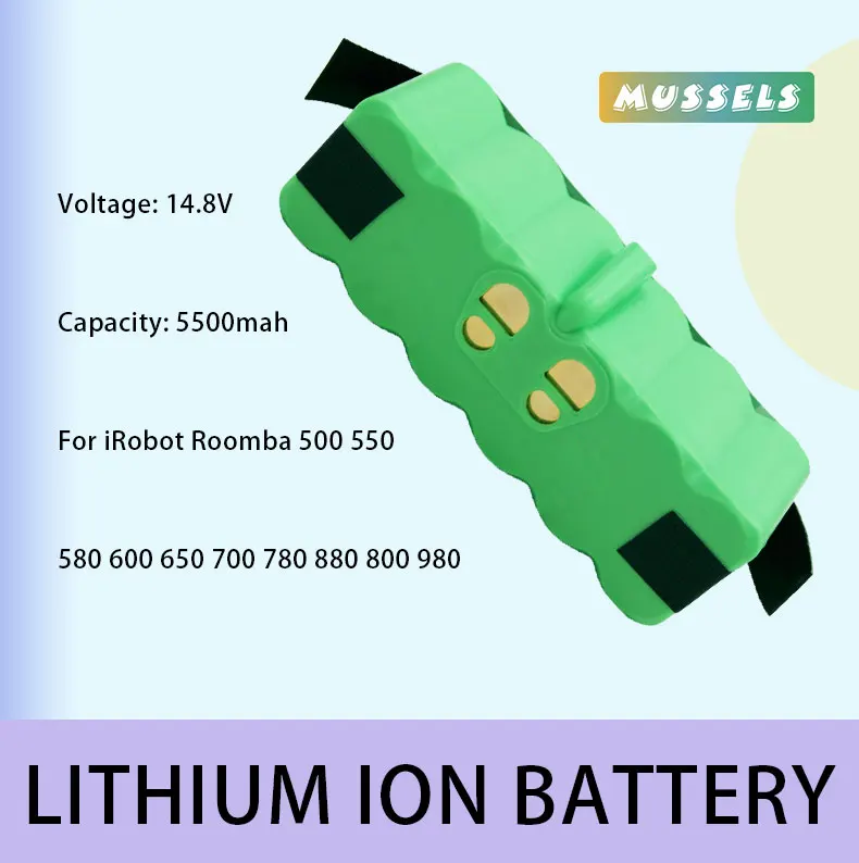 Rechargeable Replacement Battery for iRobot Roomba 500 550 580 600 650 700 780 880 800 980 14.8V 5500mAh Li-Ion
Rechargeable Replacement Battery for iRobot Roomba 500 550 580 600 650 700 780 880 800 980 14.8V 5500mAh Li-Ion