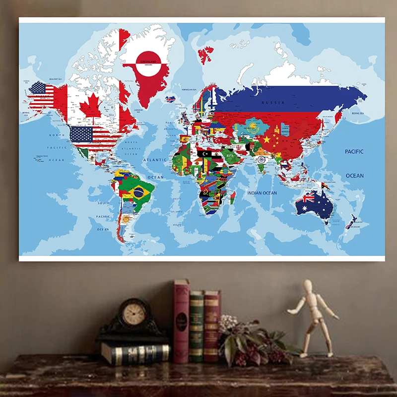 140*100cm The National Flags Map Non-woven Canvas Painting Decorative Art Poster Living Room Wall Home Decor School Supplies
140*100cm The National Flags Map Non-woven Canvas Painting Decorative Art Poster Living Room Wall Home Decor School Supplies