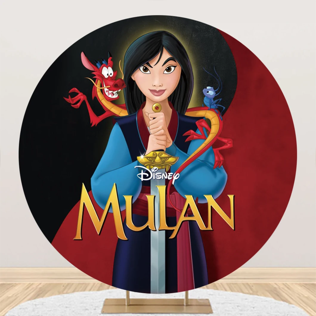 

Disney Princess Mulan Mushu Circle Background Birthday Party Decoration Banner Round Photography Backdrop Photo Studio