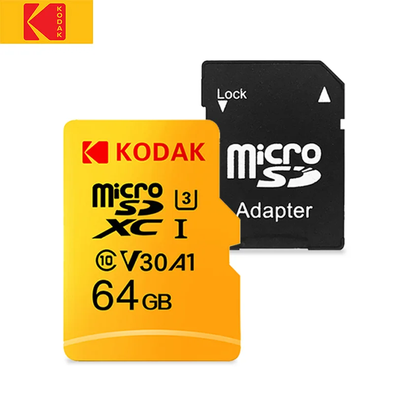 KODAK 128 ГБ Micro-SD карта 256 64 32 Оригинальная памяти TF V30 U3 100 Мб/с Карта Бесплатный SD