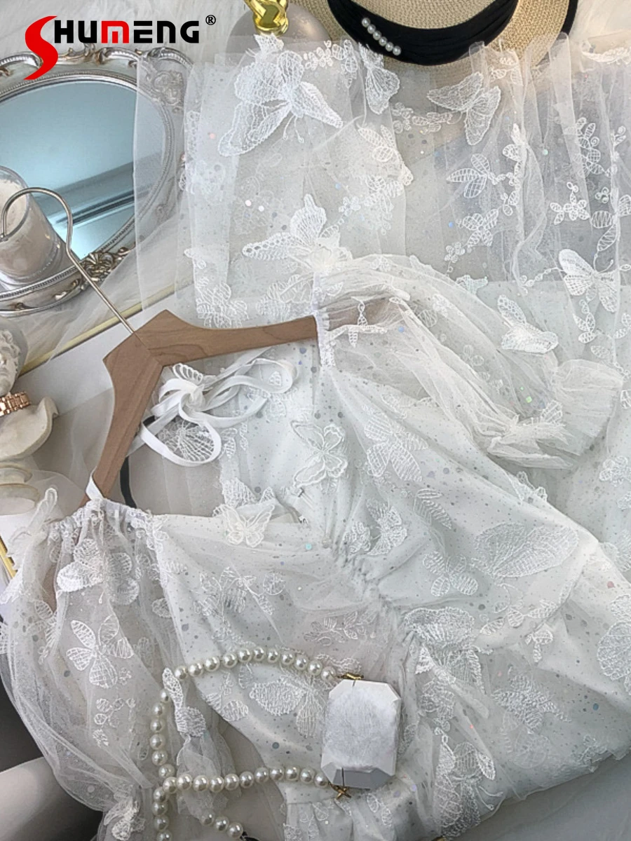 French Style High-Grade Crochet Hollow-out Elegant Lace Mesh Dress Women's 2022 Summer New Fashion Sweet Embroidered Long Dress
French Style High-Grade Crochet Hollow-out Elegant Lace Mesh Dress Women's 2022 Summer New Fashion Sweet Embroidered Long Dress