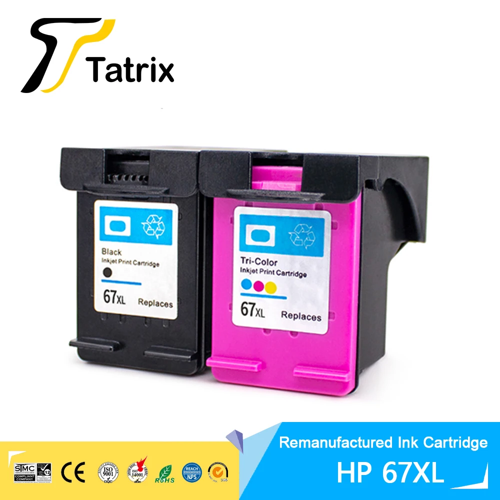 

Tatrix for hp 67 67XL Premium Remanufactured Color Inkjet Ink Cartridge for HP ENVY Pro 6400 series, Deskjet 1200 Printer etc.