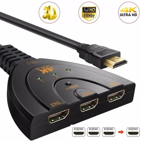 4K * 2K 3D Mini 3 порта HDMI-совместимый переключатель 1.4b 4K сплиттер 1080P 3 в 1 порт концентратор для DVD HDTV Xbox PS3 PS4