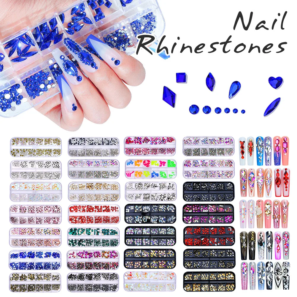 12 Grids Mixed Size Flat Back AB Crystal Nail Rhinestones Nail Art Glitter Charms Gems Stones Nail Decor Manicure Design
12 Grids Mixed Size Flat Back AB Crystal Nail Rhinestones Nail Art Glitter Charms Gems Stones Nail Decor Manicure Design