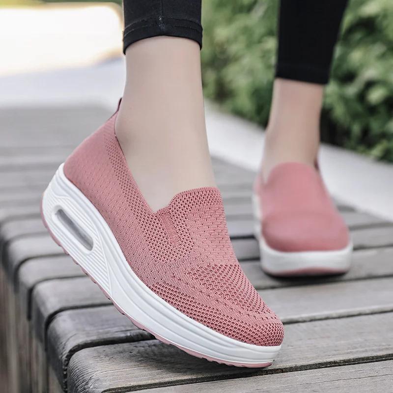 

Trampki damskie sportowe buty Mesh oddychająca platforma tenis Casual Slip-On Ladies Walking buty wulkanizowane Zapatillas Mujer