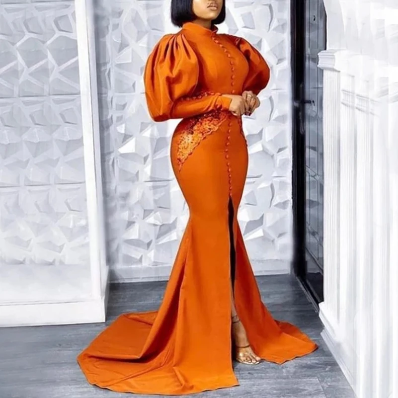 New In Orange High Neck Elegant Floor-Length Backless Appliques Mermaid Trumpet Engagement Birthday Evening Gown Sexy Dress
New In Orange High Neck Elegant Floor-Length Backless Appliques Mermaid Trumpet Engagement Birthday Evening Gown Sexy Dress