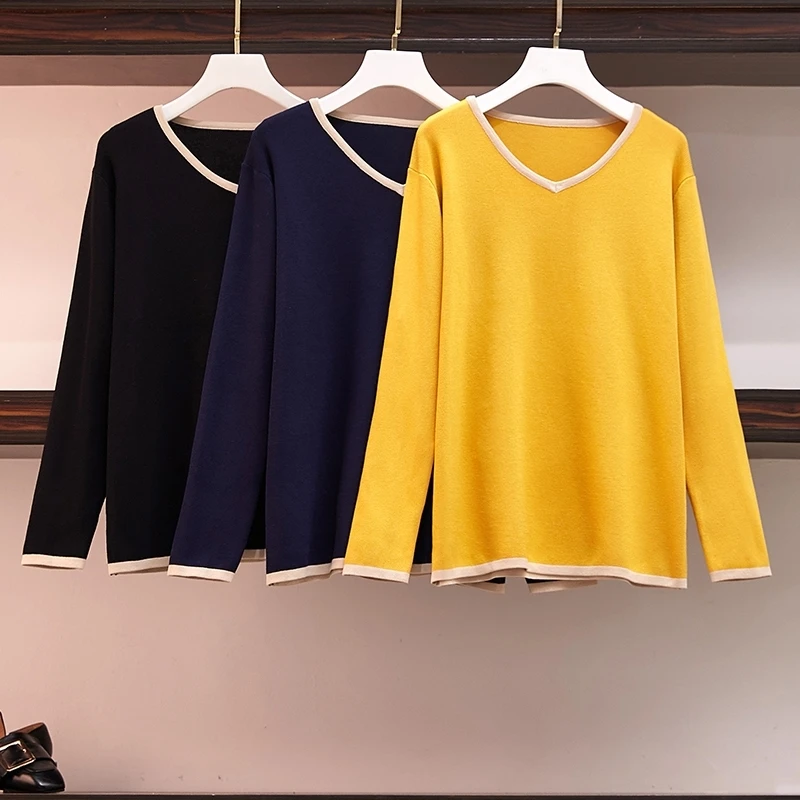 4XL Casual Knit V-neck Sweater Women 2022 Spring Fall Long Sleeve Party Base Shirt Women Korean Elegant Office Ladies Loose Tops
4XL Casual Knit V-neck Sweater Women 2022 Spring Fall Long Sleeve Party Base Shirt Women Korean Elegant Office Ladies Loose Tops