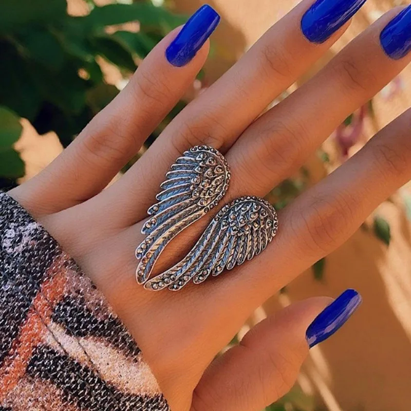 Gothic Vintage Angel Wing Rings For Women Hip Hop Punk Rock Jewelry Opening Finger Rings Accessories Anillos Mujer
Gothic Vintage Angel Wing Rings For Women Hip Hop Punk Rock Jewelry Opening Finger Rings Accessories Anillos Mujer